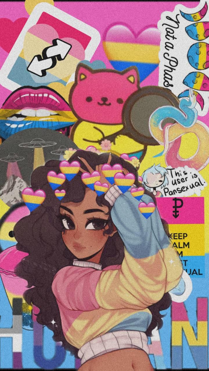 Cartoon Girl In Sticker Collage Instagram PFP — 720x1280 wallpaper