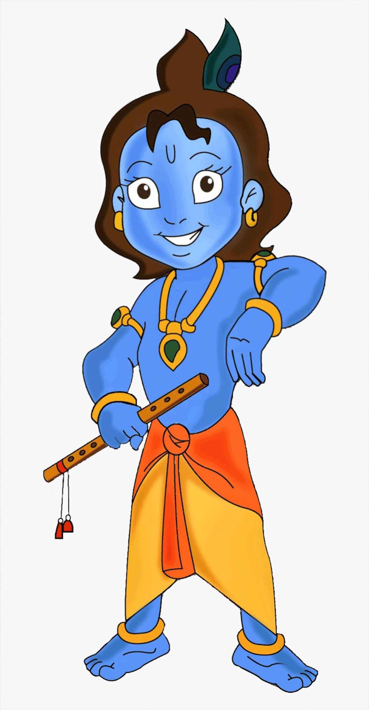 Cartoon Krishna Digital Drawing — 1242x2387 wallpaper