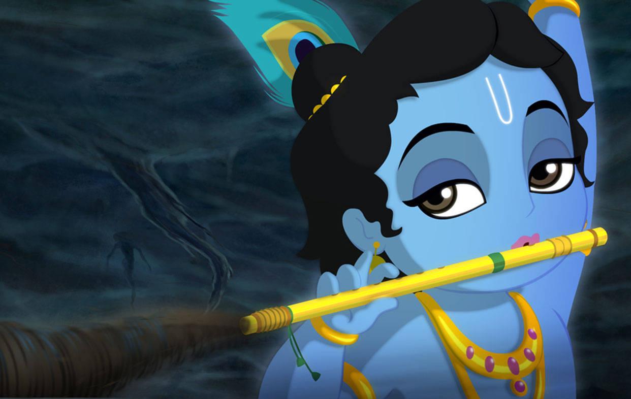 Cartoon Krishna Flute Power — 1242x786 wallpaper