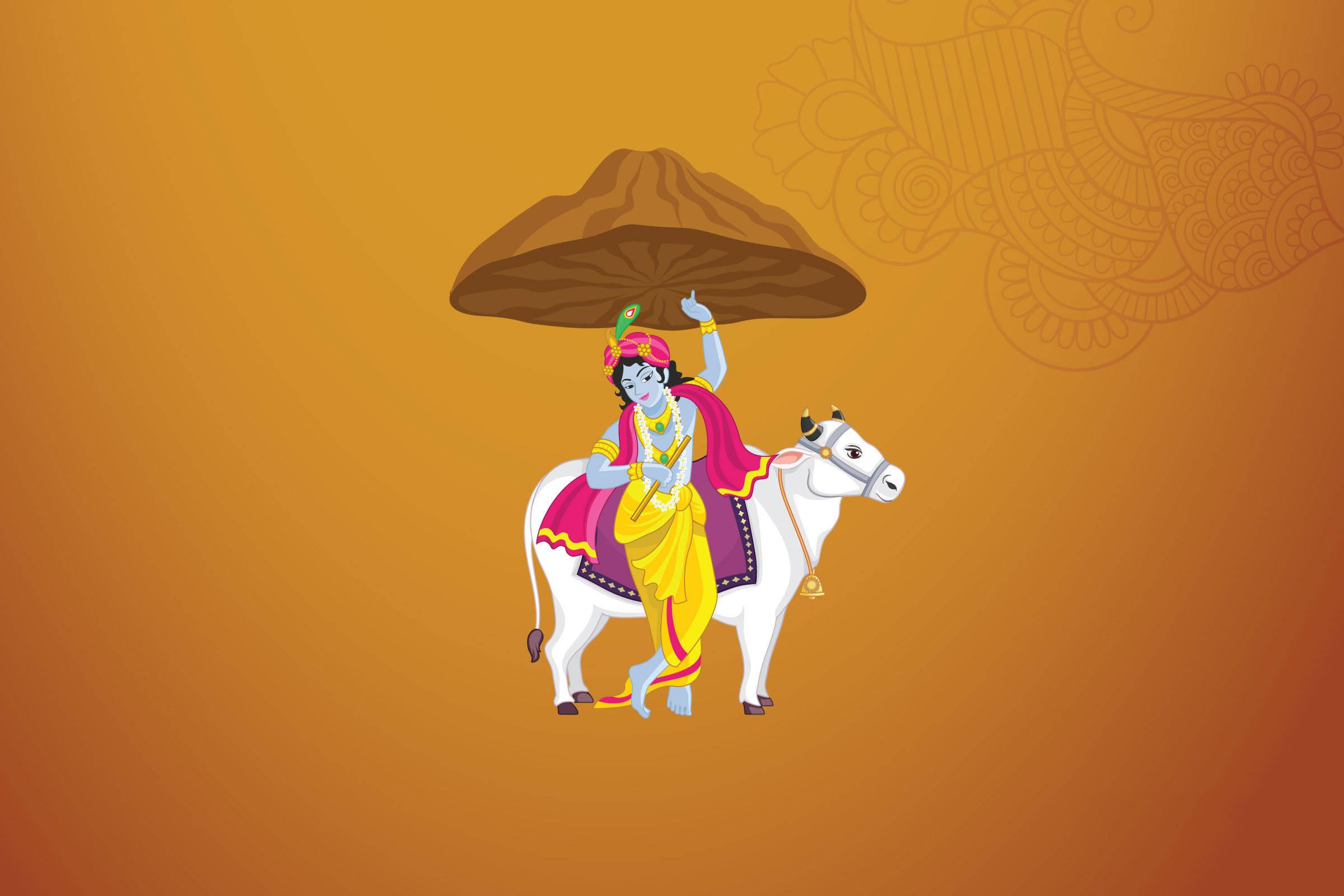 Cartoon Krishna Govardhan Hill — 2400x1600 wallpaper