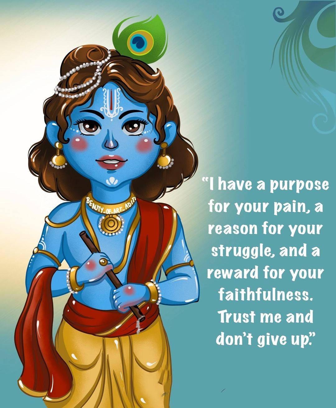 Cartoon Krishna Quotation — 1080x1310 wallpaper