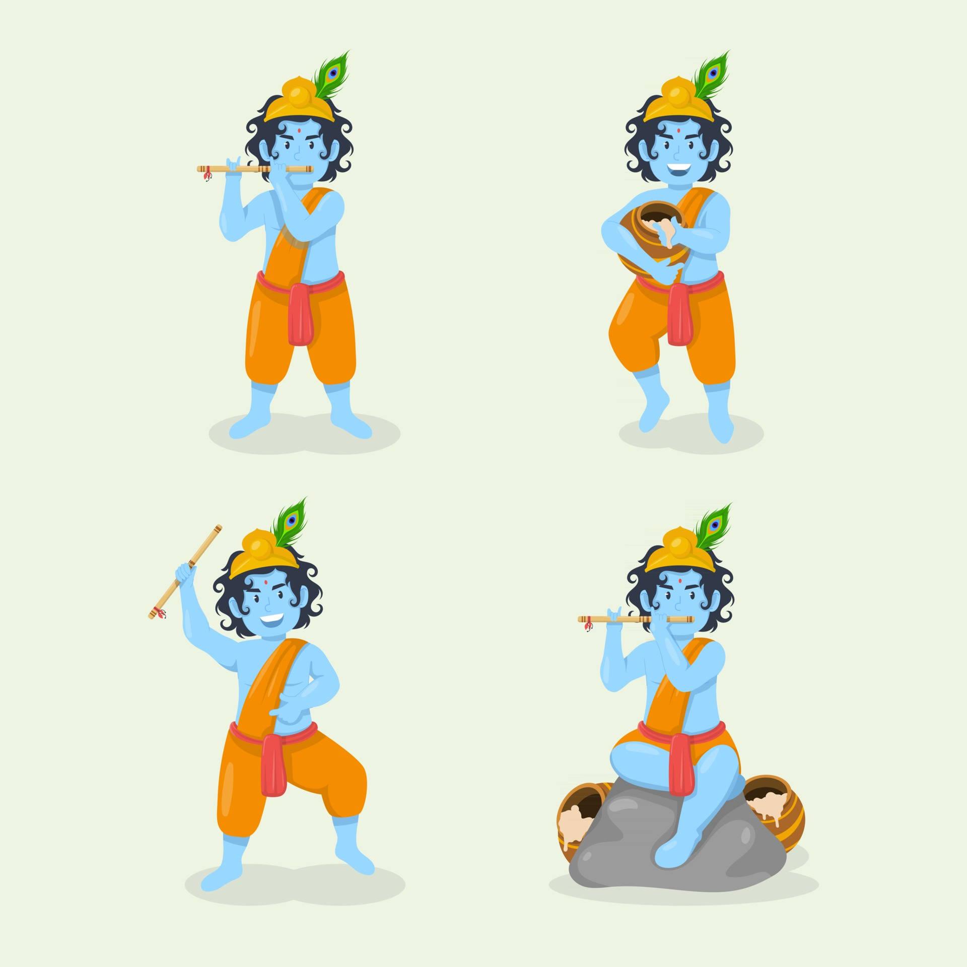 Cartoon Krishna Vector Art — 1920x1920 wallpaper