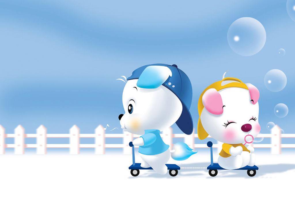 Cartoon Scooter Puppies — 1024x768 wallpaper