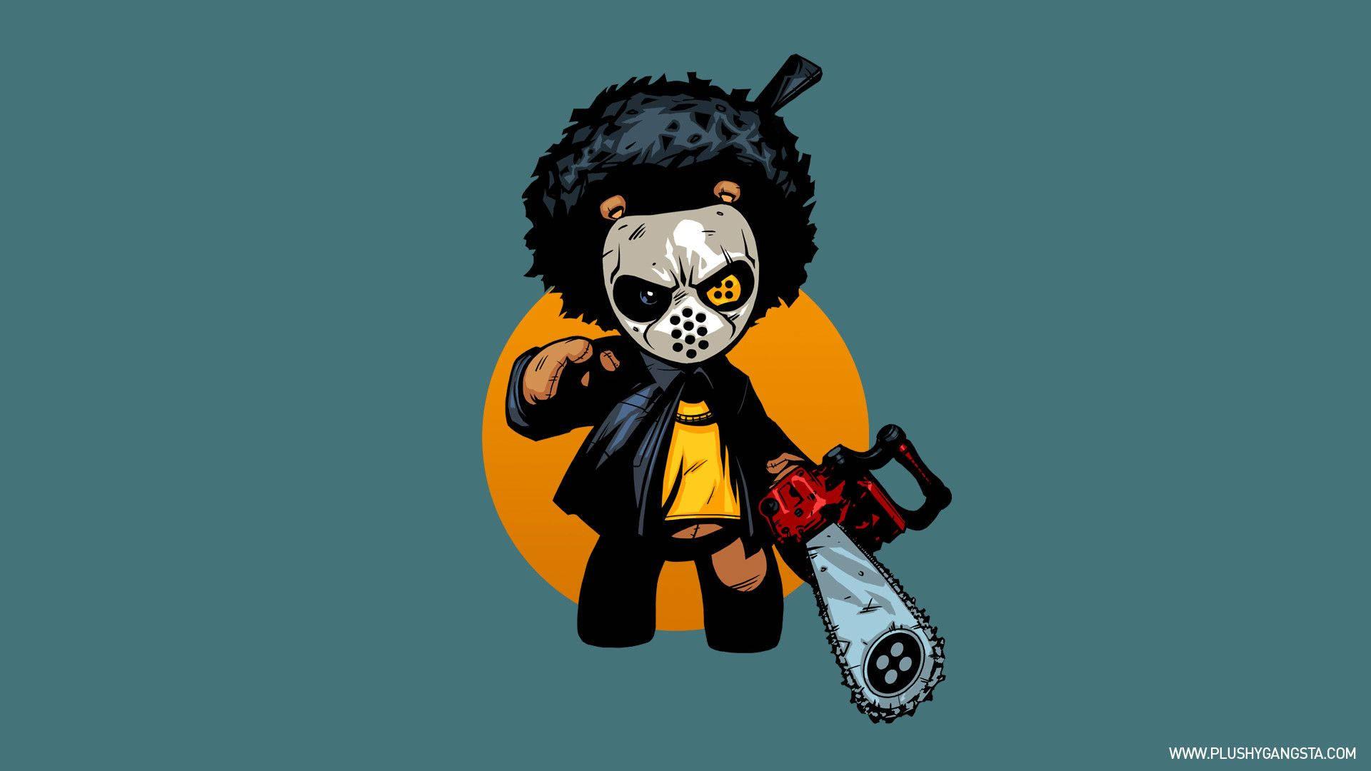 Cartoon Teddy Bear Chainsaw Mask — 1920x1080 wallpaper