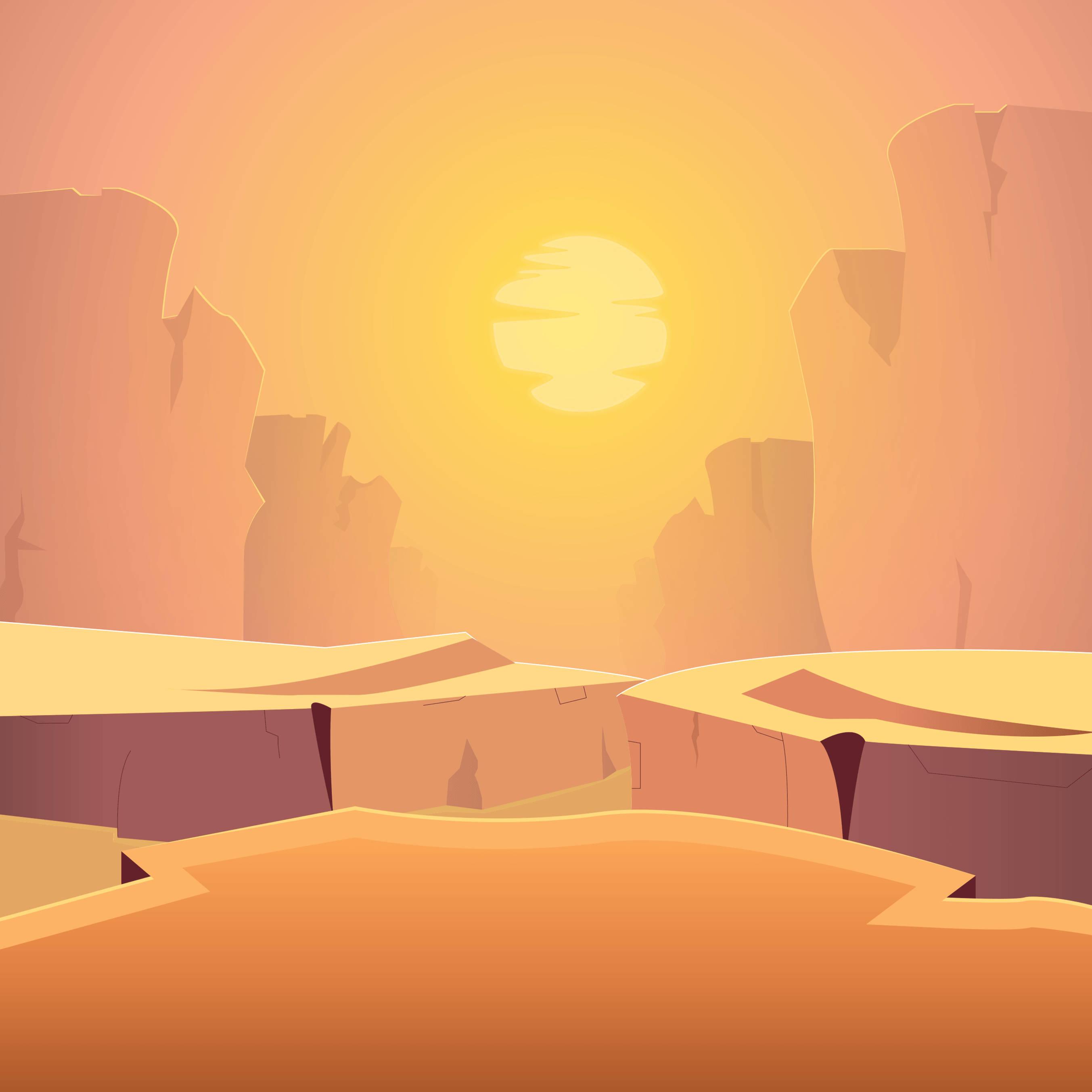 Cartoon Yellow Orange Sunrise — 2706x2706 wallpaper
