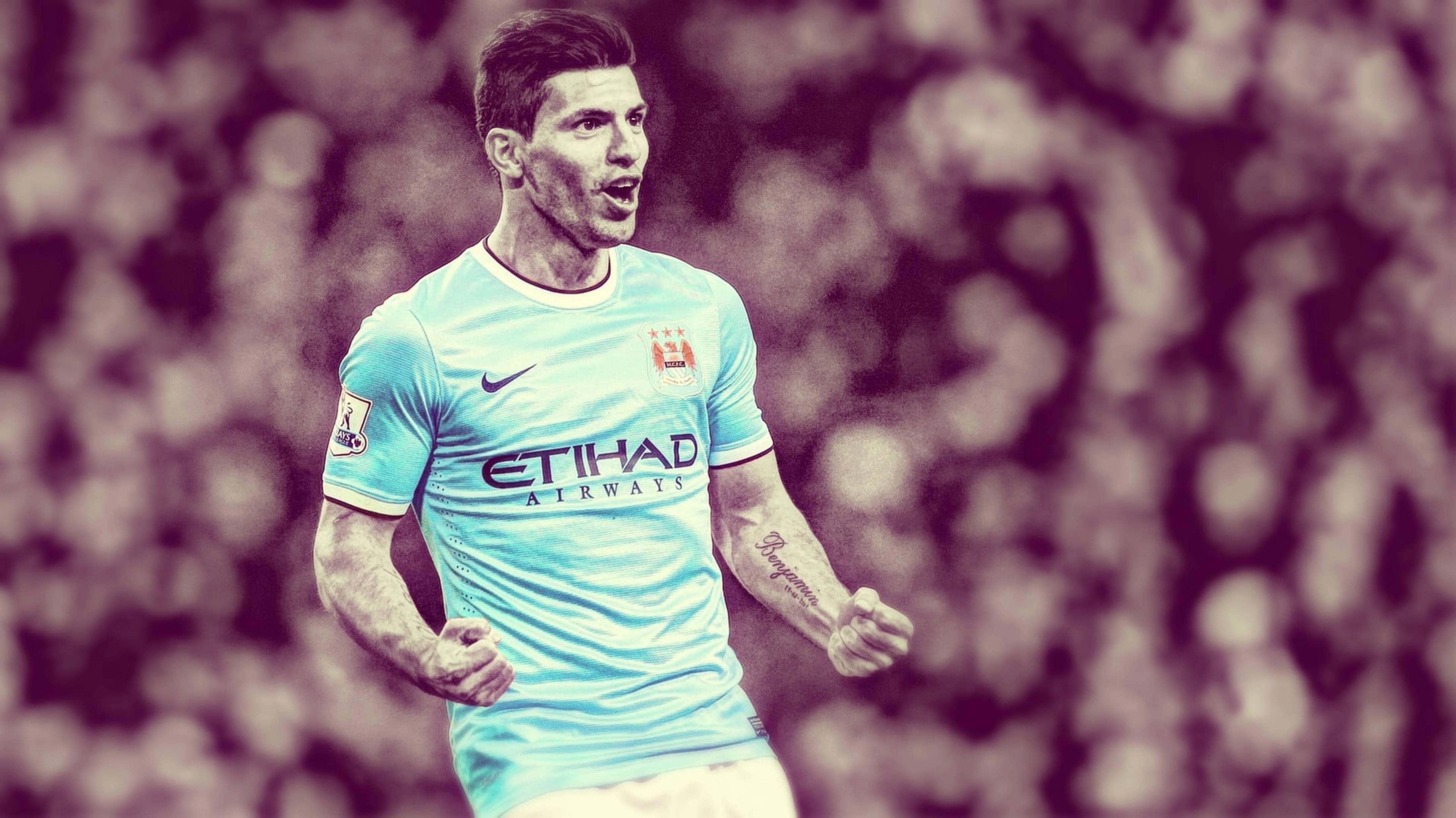 Celebrating with the Fans: Manchester City's Kun Aguero — 5120x2880 wallpaper