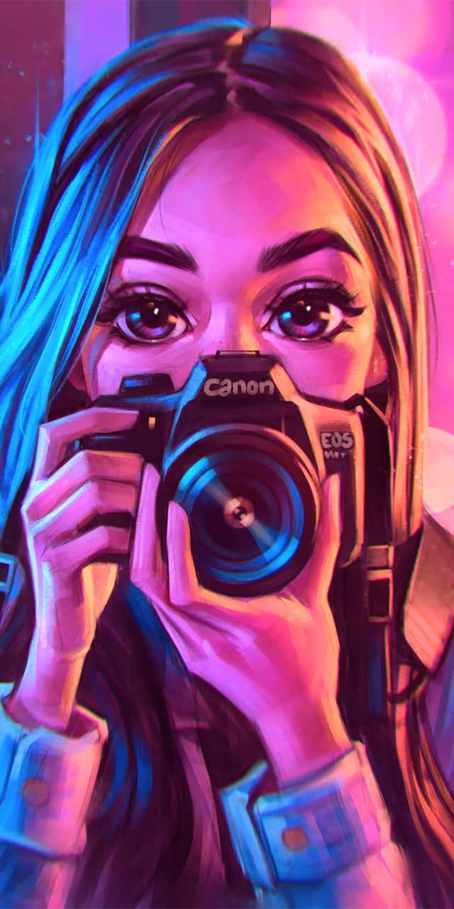 Charming Cartoon Girl Illustration — 640x1280 wallpaper