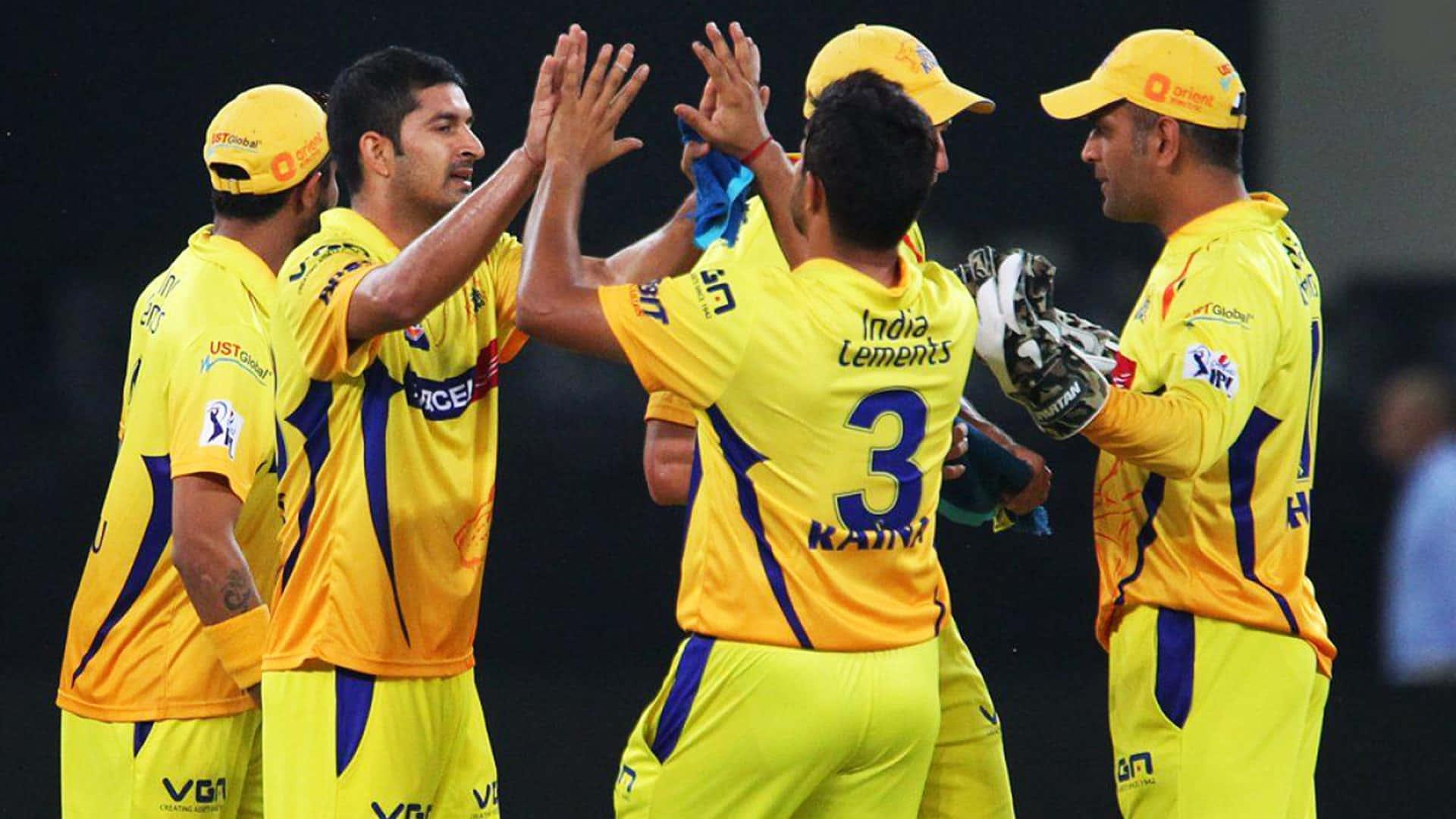 Chennai Super Kings team celebrating victory on the field — 1920x1080 wallpaper