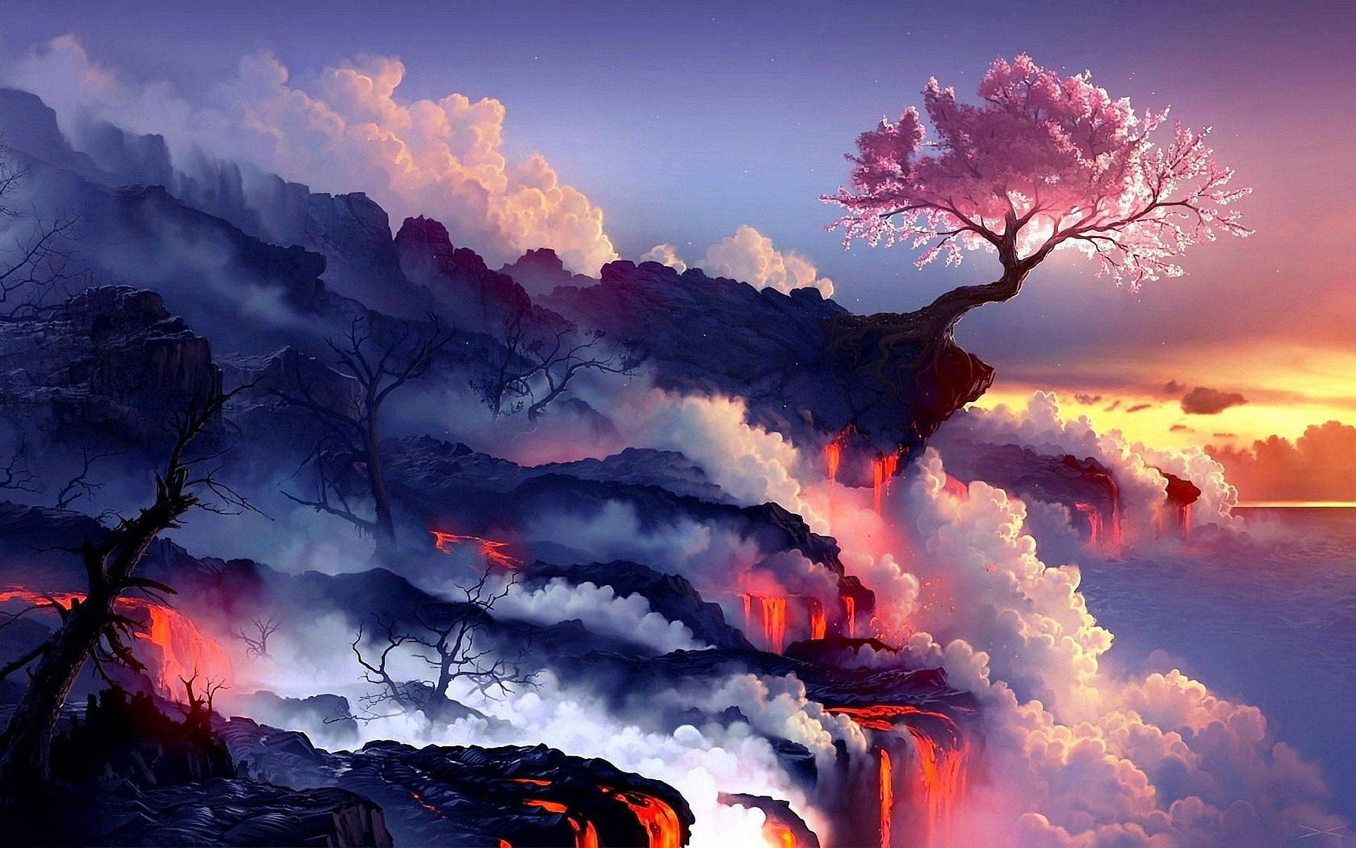 Cherry Blossom In Lava — 1920x1200 wallpaper