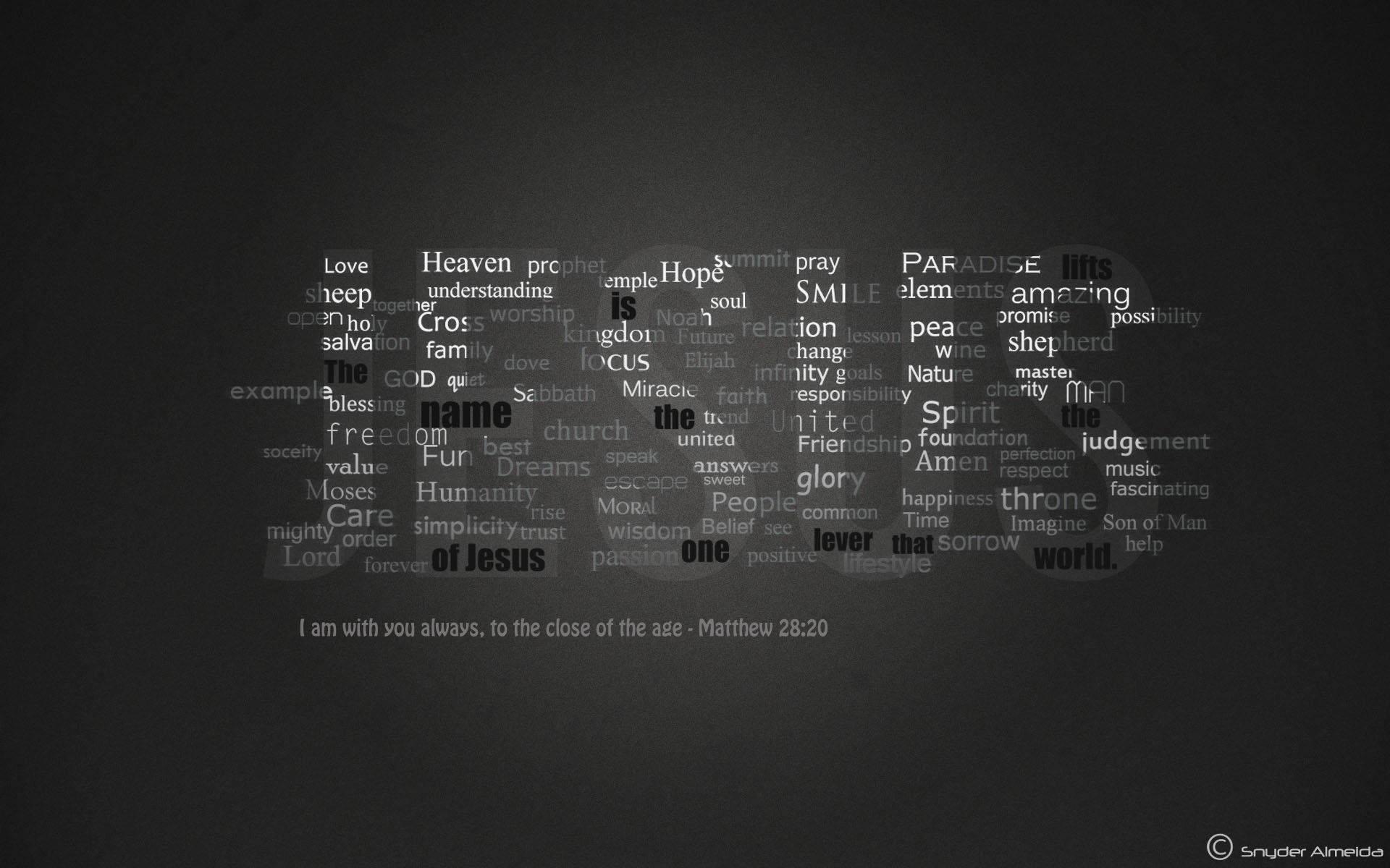 Christian Jesus Calligram — 1920x1200 wallpaper