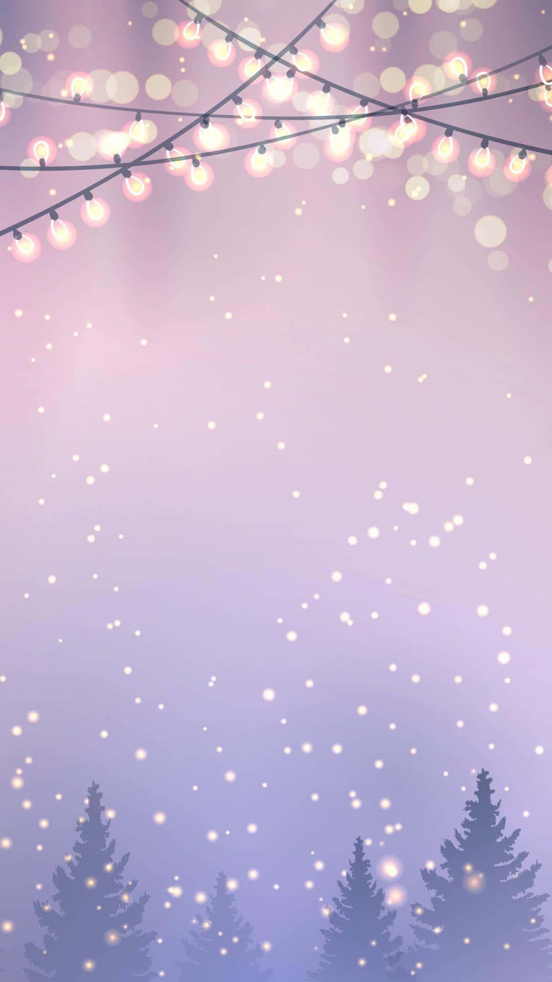 christmas lights background with trees and snow — 1080x1920 wallpaper