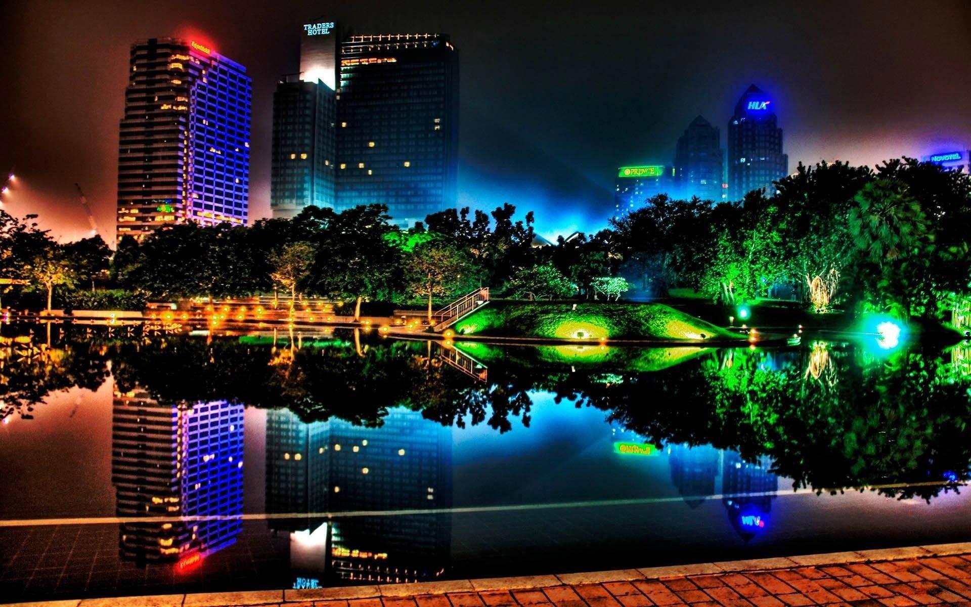 City Park Night Laptop — 1920x1200 wallpaper