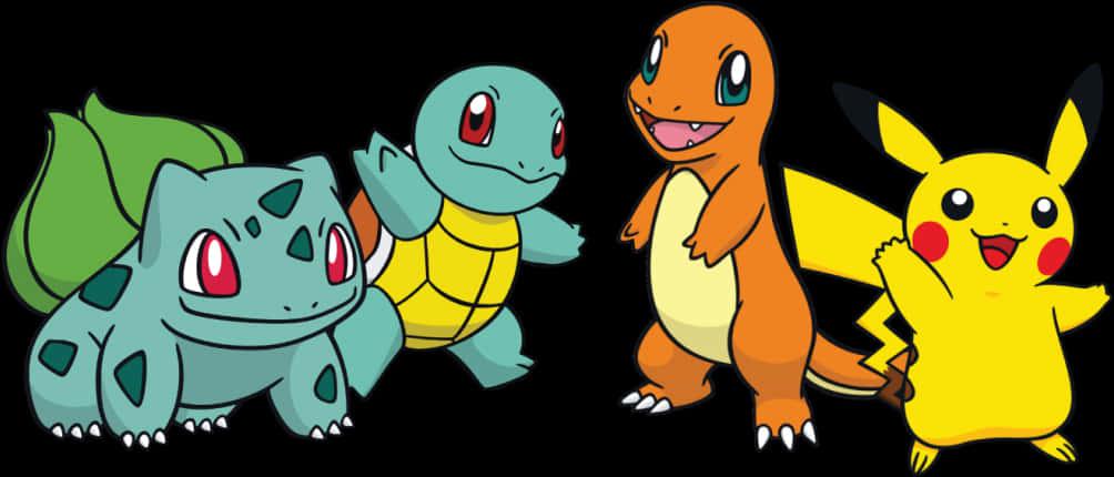 Classic Pokemon Startersand Pikachu — 1004x430 wallpaper