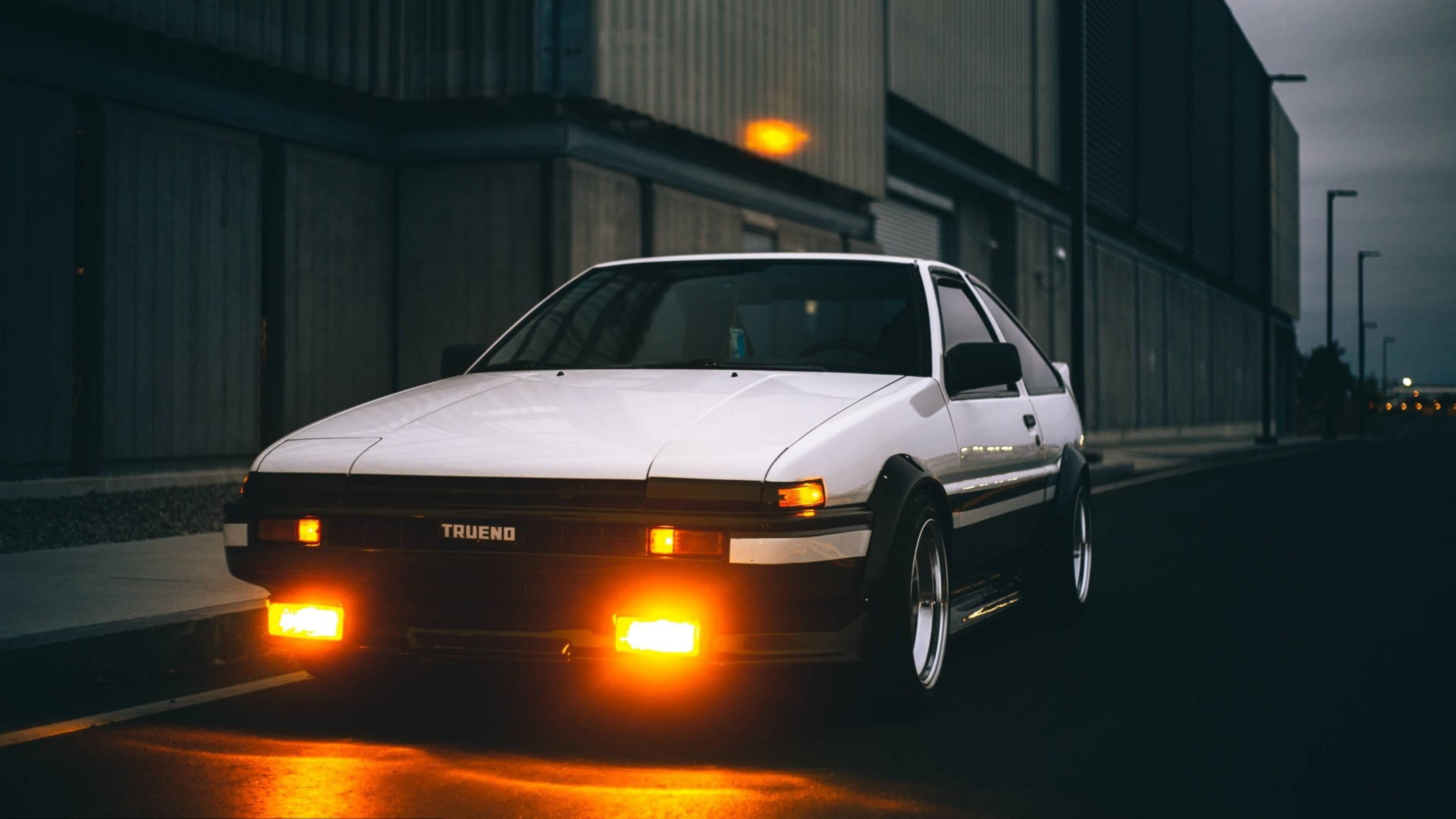Classic White Trueno Car — 3840x2160 wallpaper