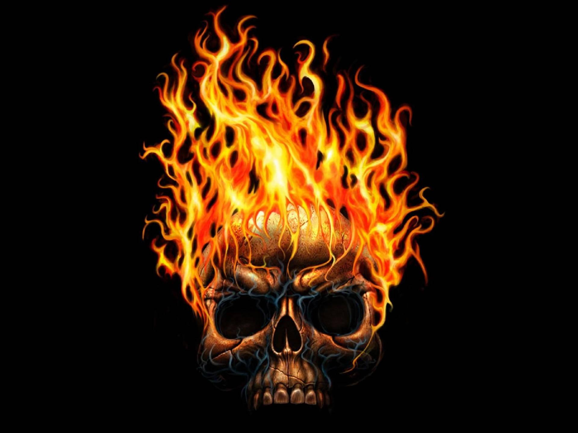 Close-Up Flaming Skull Dark Devil — 1920x1440 wallpaper