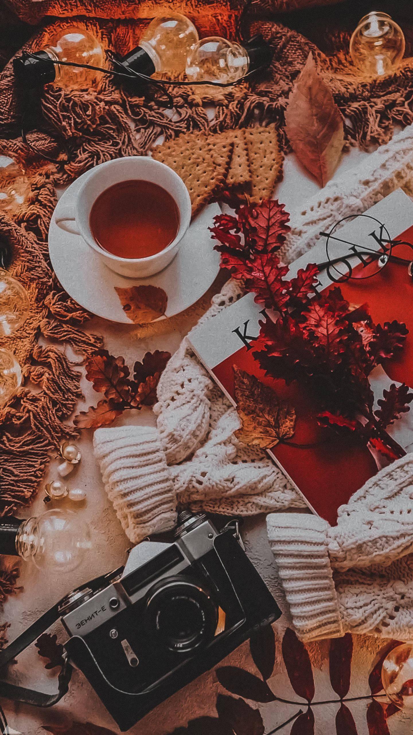 Coffee Book Camera Fall IPhone — 1440x2559 wallpaper