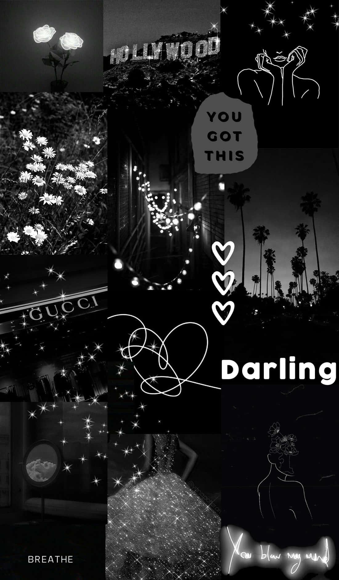 Collage Glitters In Black Aesthetic Background — 1100x1879 wallpaper