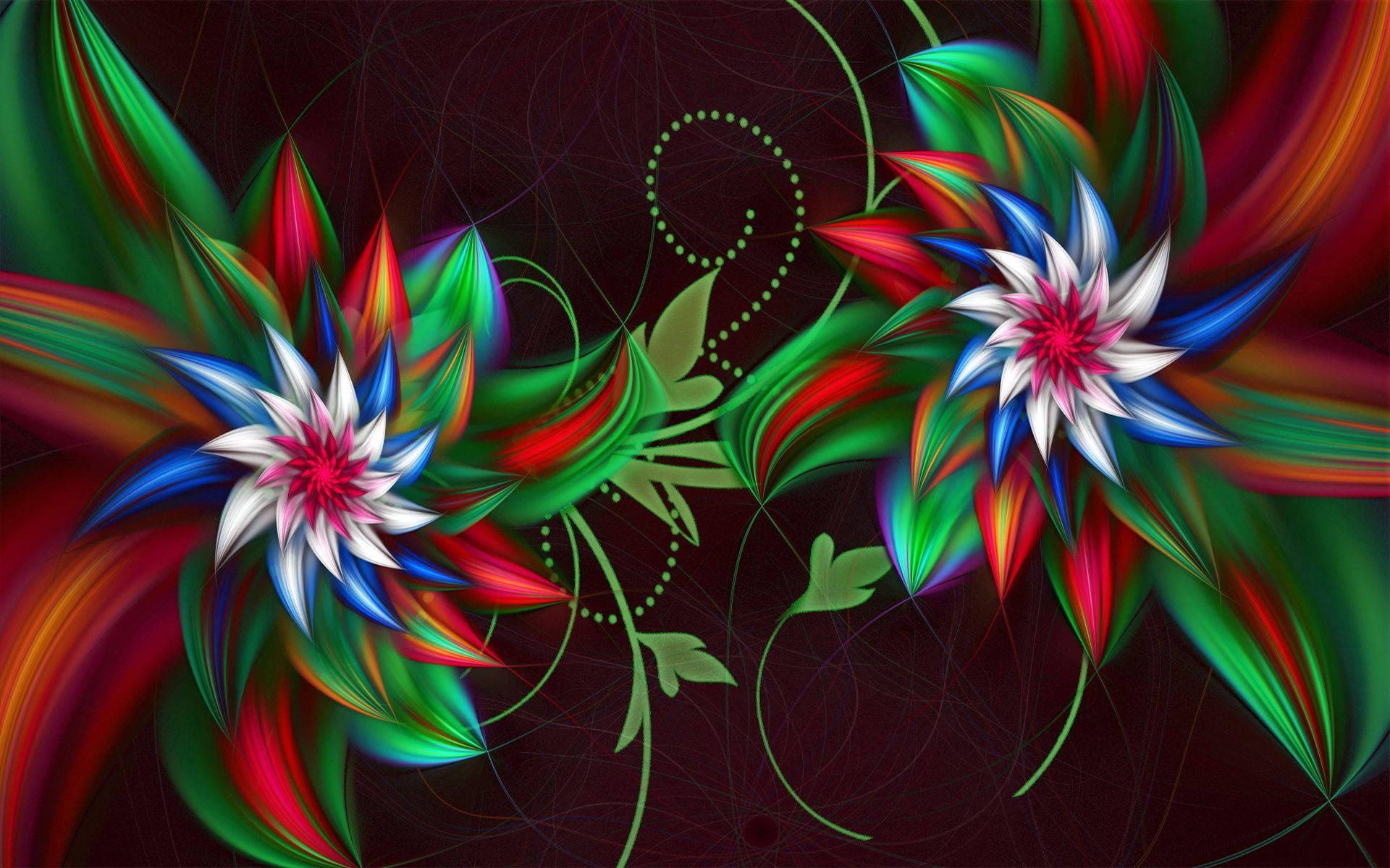 Colorful 3D Psychedelic Flowers — 1920x1200 wallpaper