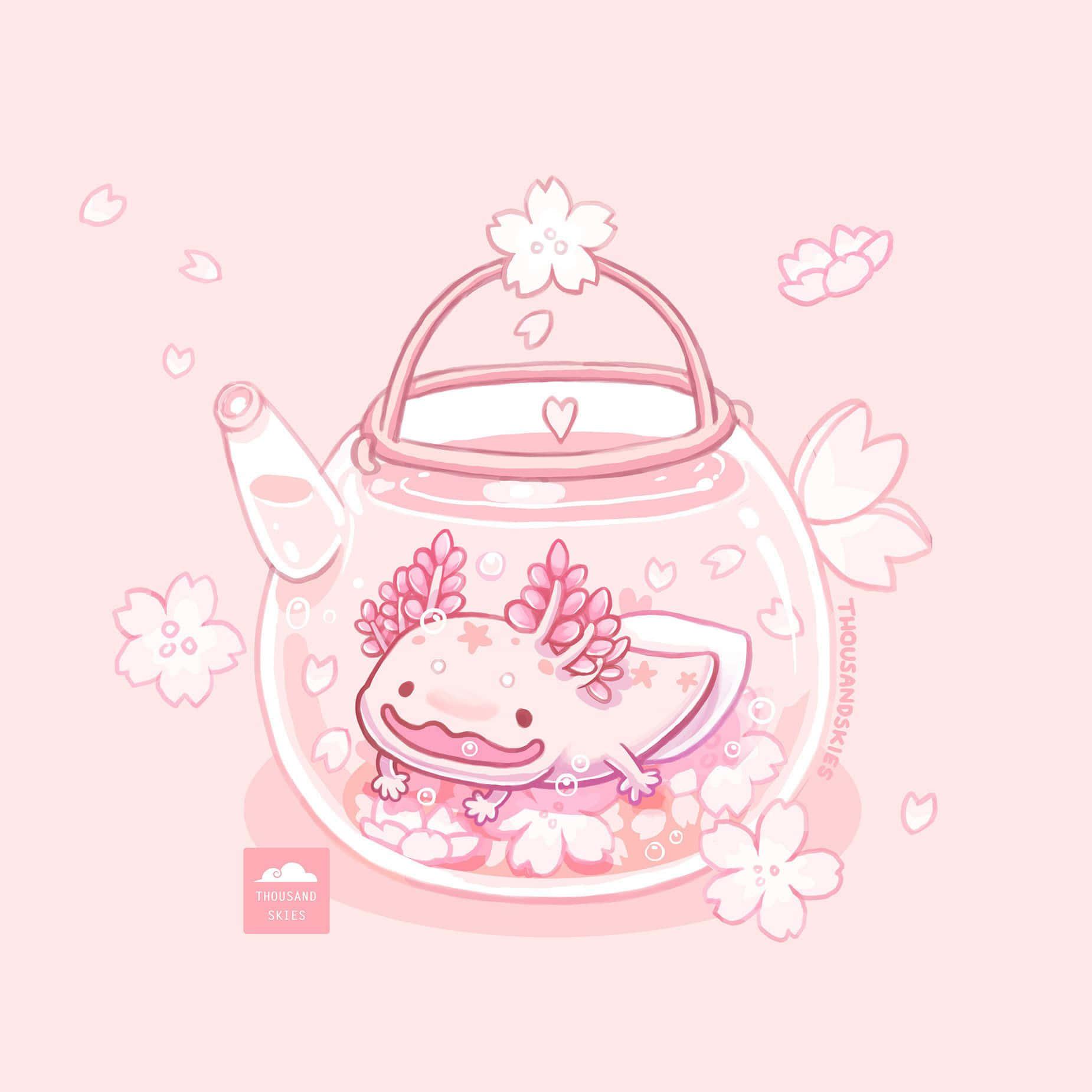 Colorful Axolotl Climbing Rocks — 1850x1850 wallpaper