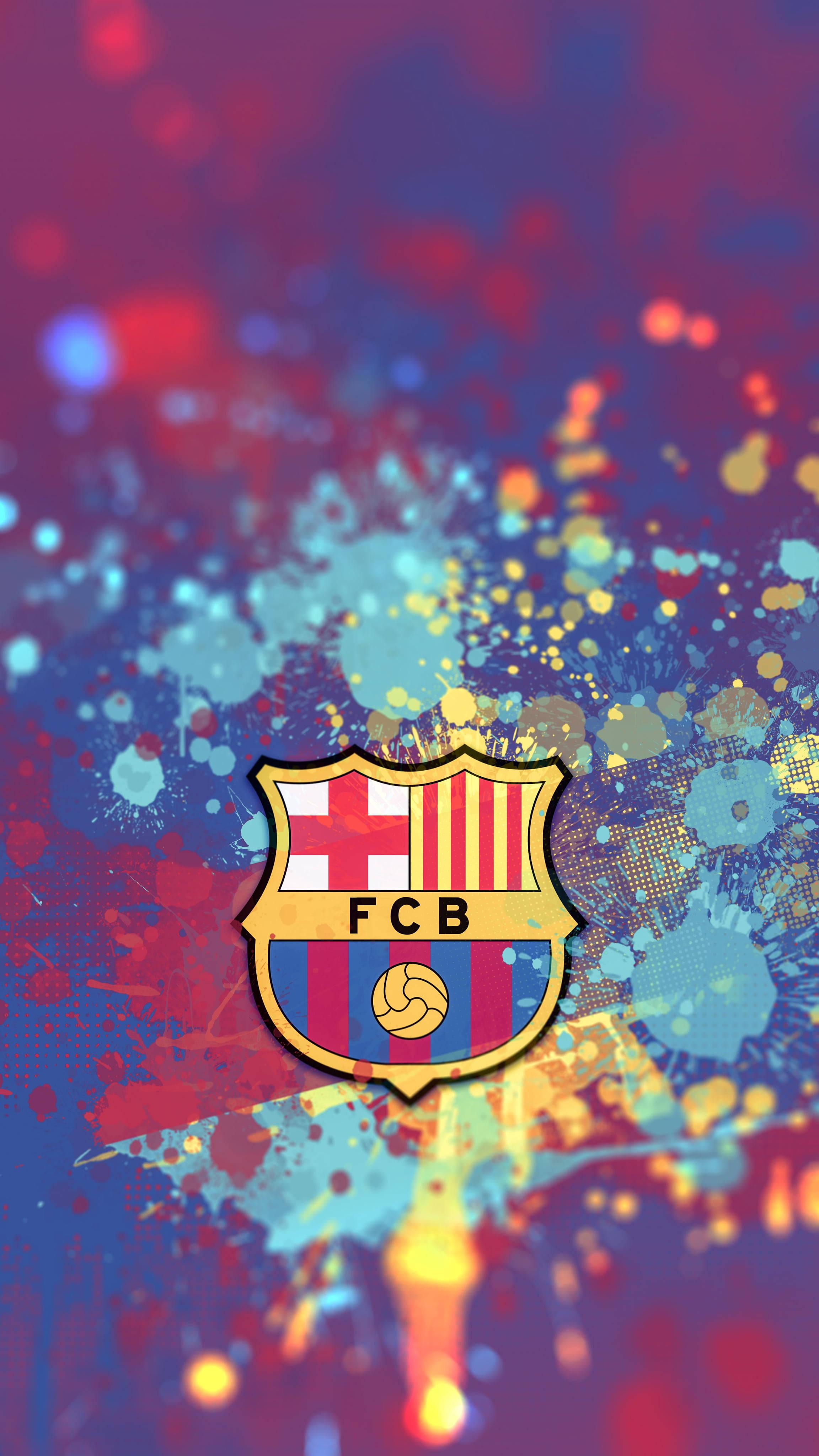 Colorful Barcelona FC Paint Splatters — 2304x4096 wallpaper