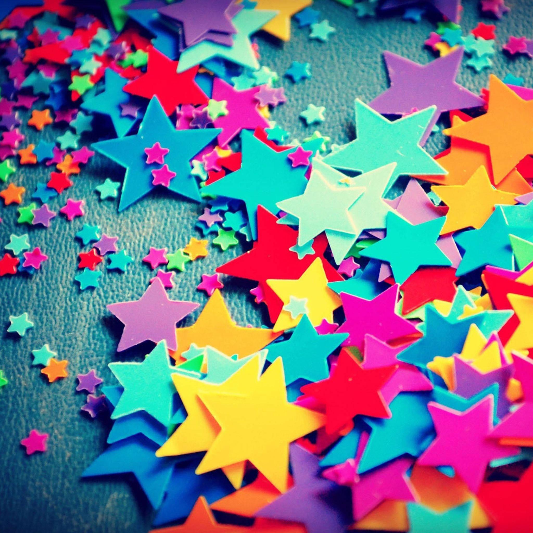 Colorful Neon Stars iPad — 2048x2048 wallpaper