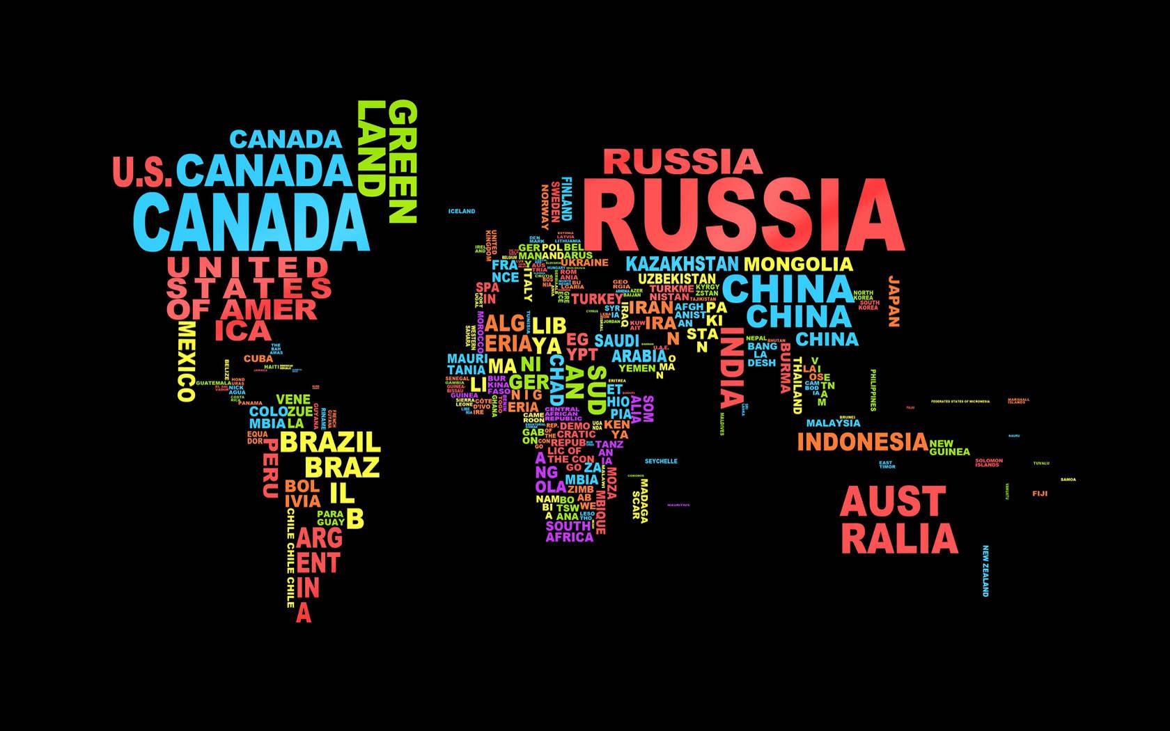 Colorful World Map Showing International Borders — 1680x1050 wallpaper