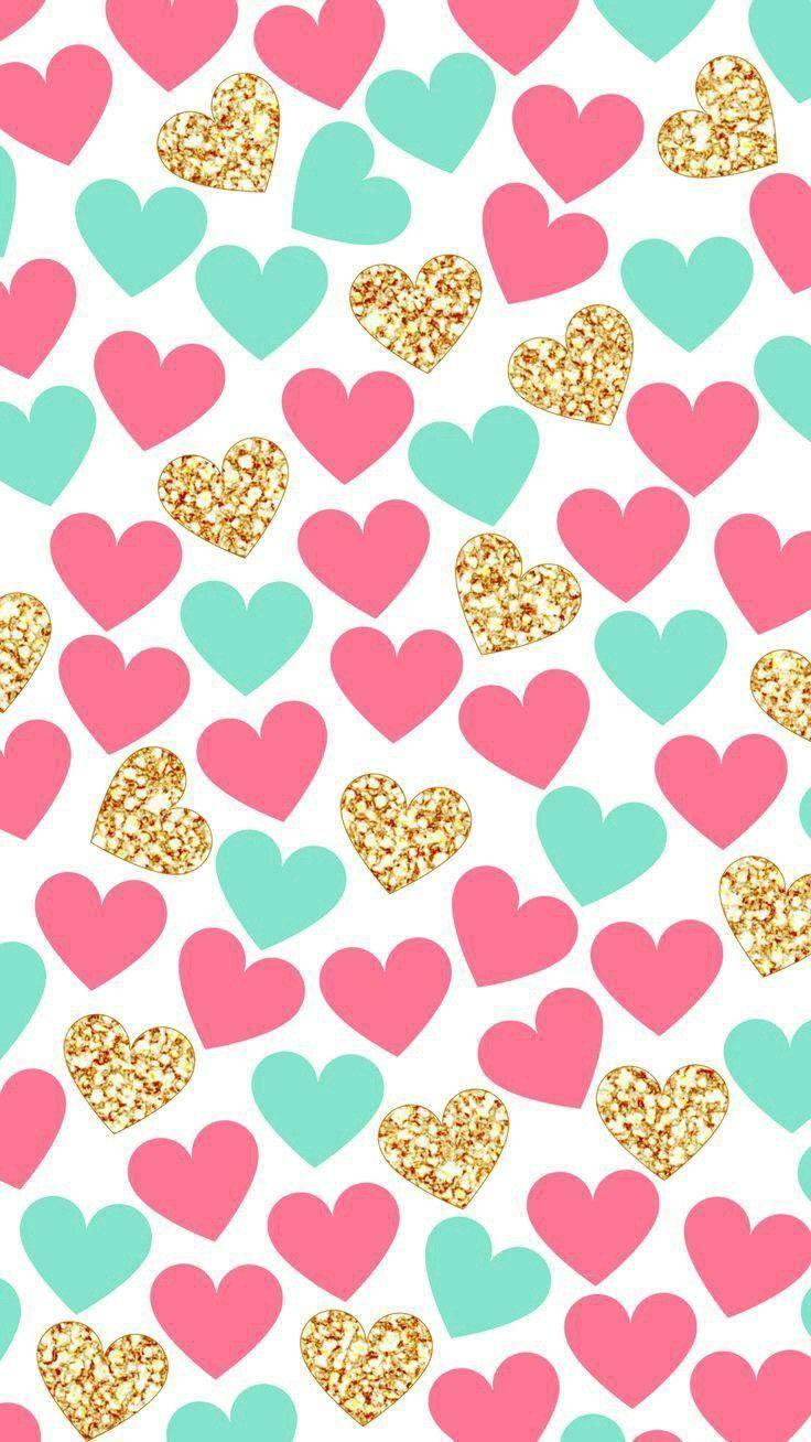Colourful Hearts Love Phone — 736x1308 wallpaper