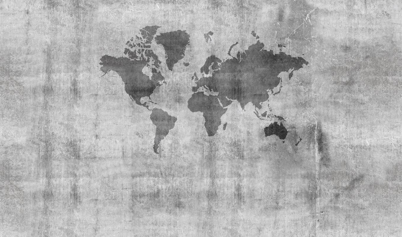 Concrete World Map — 1358x800 wallpaper