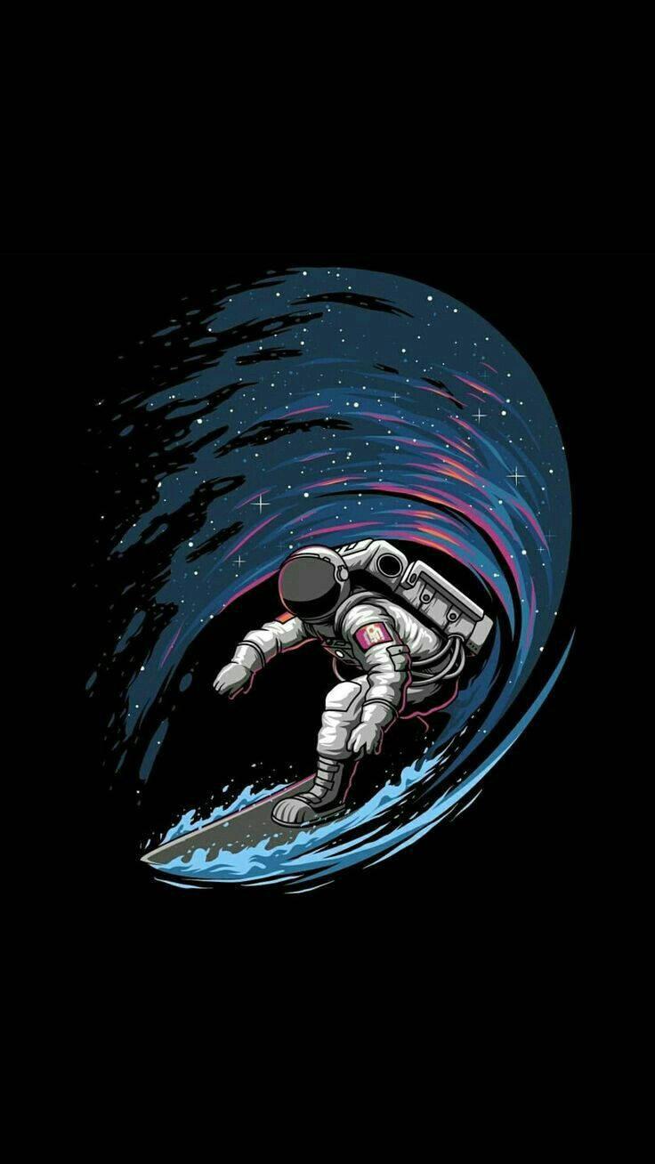 Cool Astronaut Surfing — 736x1308 wallpaper
