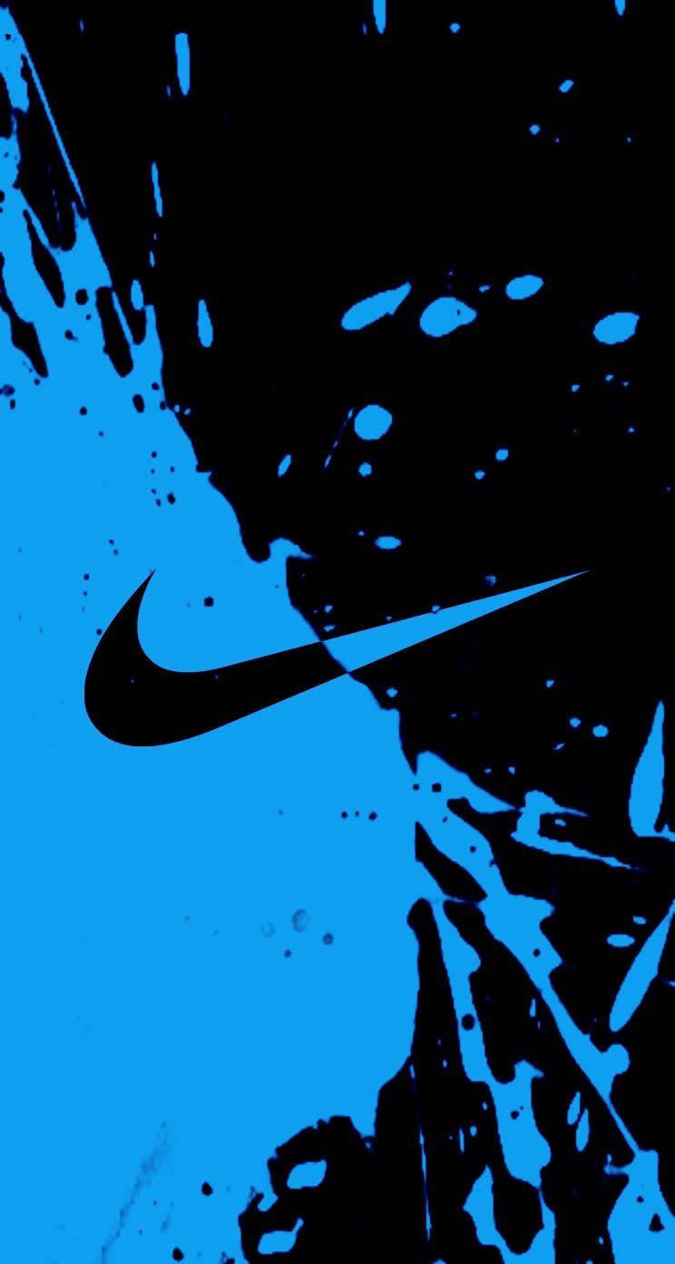 Cool Blue And Black Nike Logo — 744x1392 wallpaper