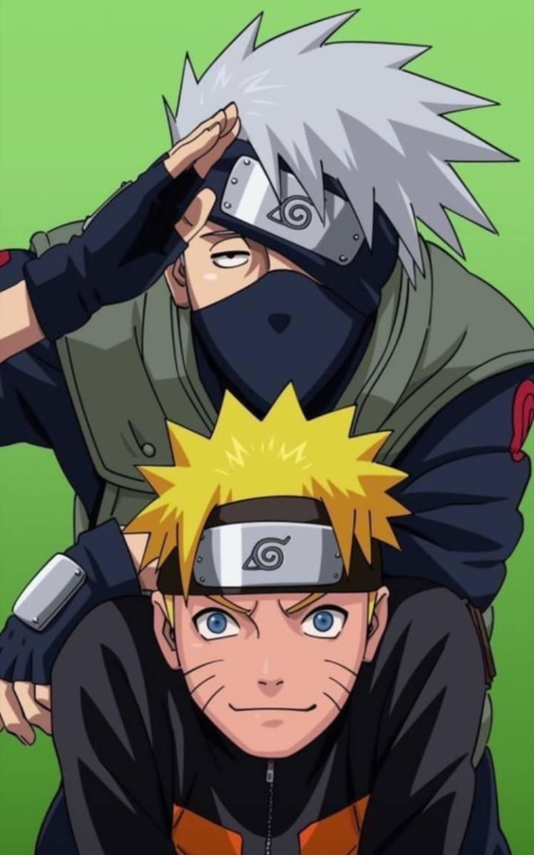 Cool Kakashi Salute With Naruto — 1800x2880 wallpaper
