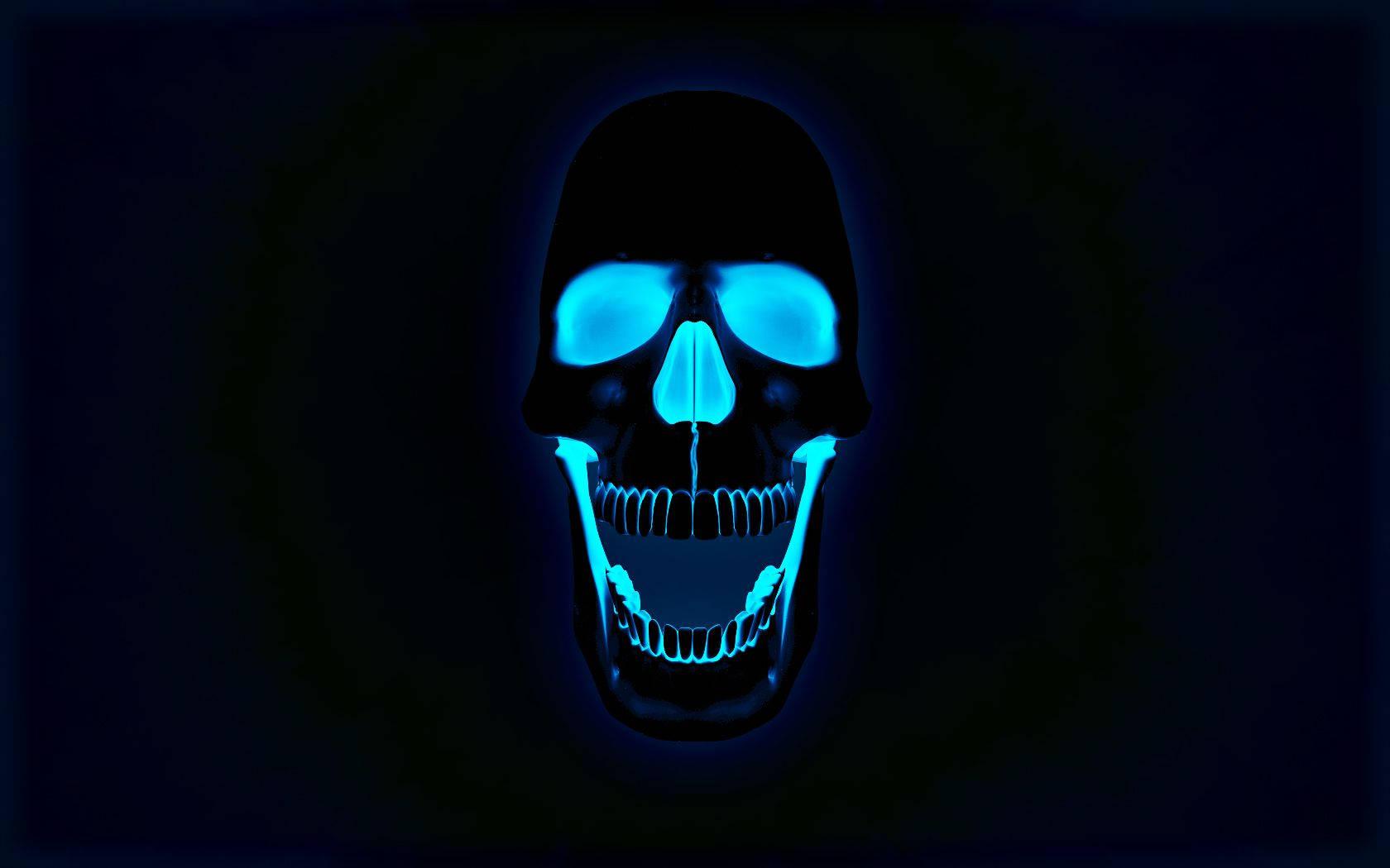 Cool Neon Blue Skull — 1680x1050 wallpaper