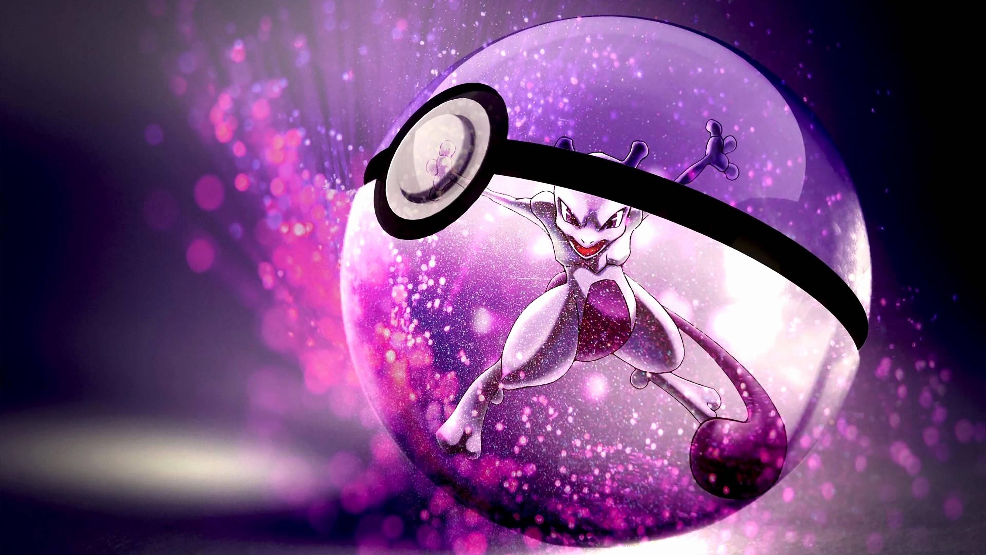Cool Pokemon Purple Pokeball Mewtwo — 3840x2160 wallpaper