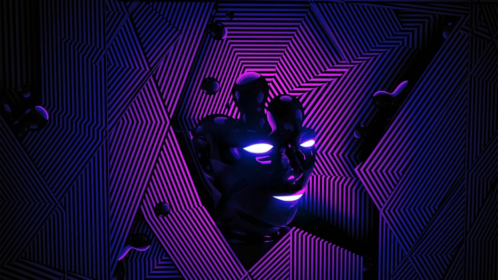 Cool purple-themed robot face — 1920x1080 wallpaper