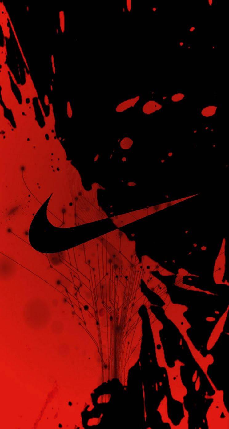 Cool Red And Black Nike Emblem — 744x1392 wallpaper