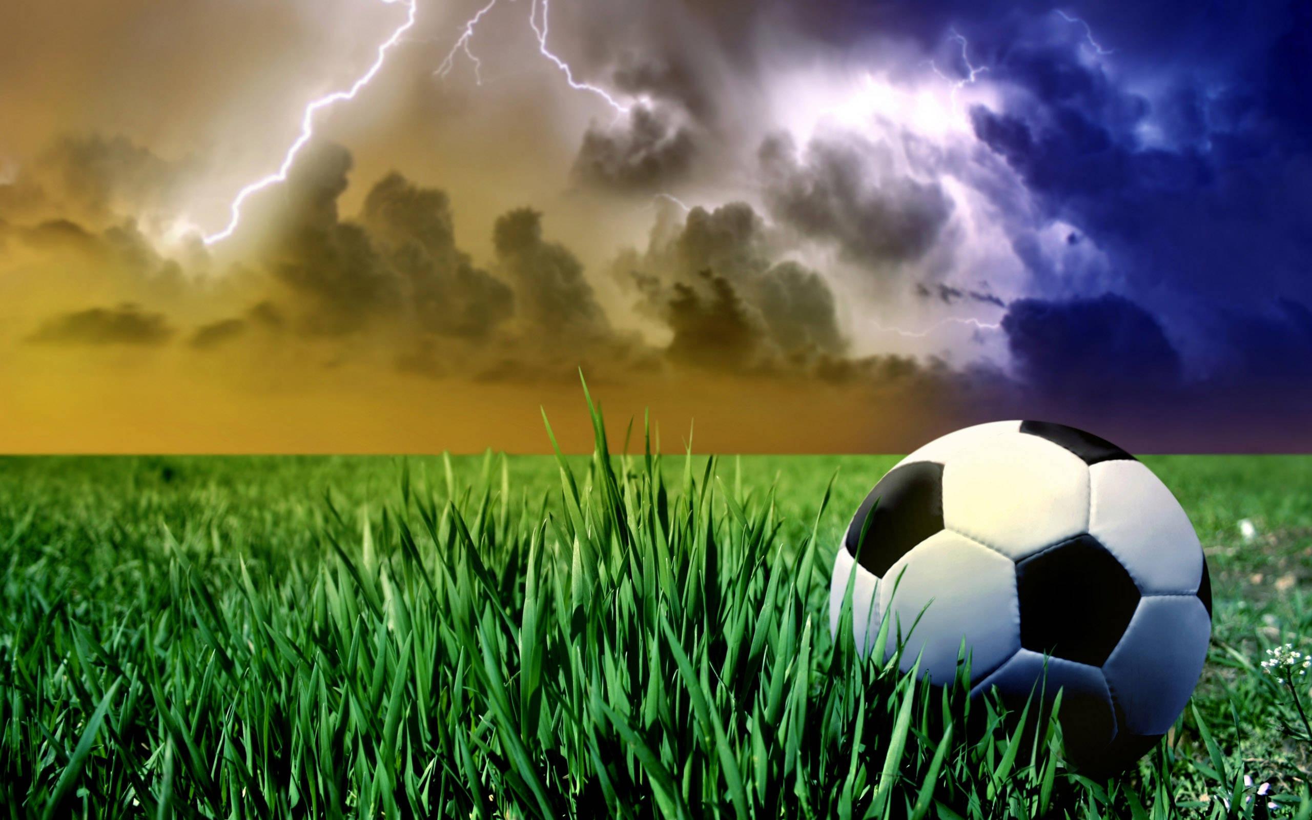 Cool Soccer Ball At Grassland — 2560x1600 wallpaper