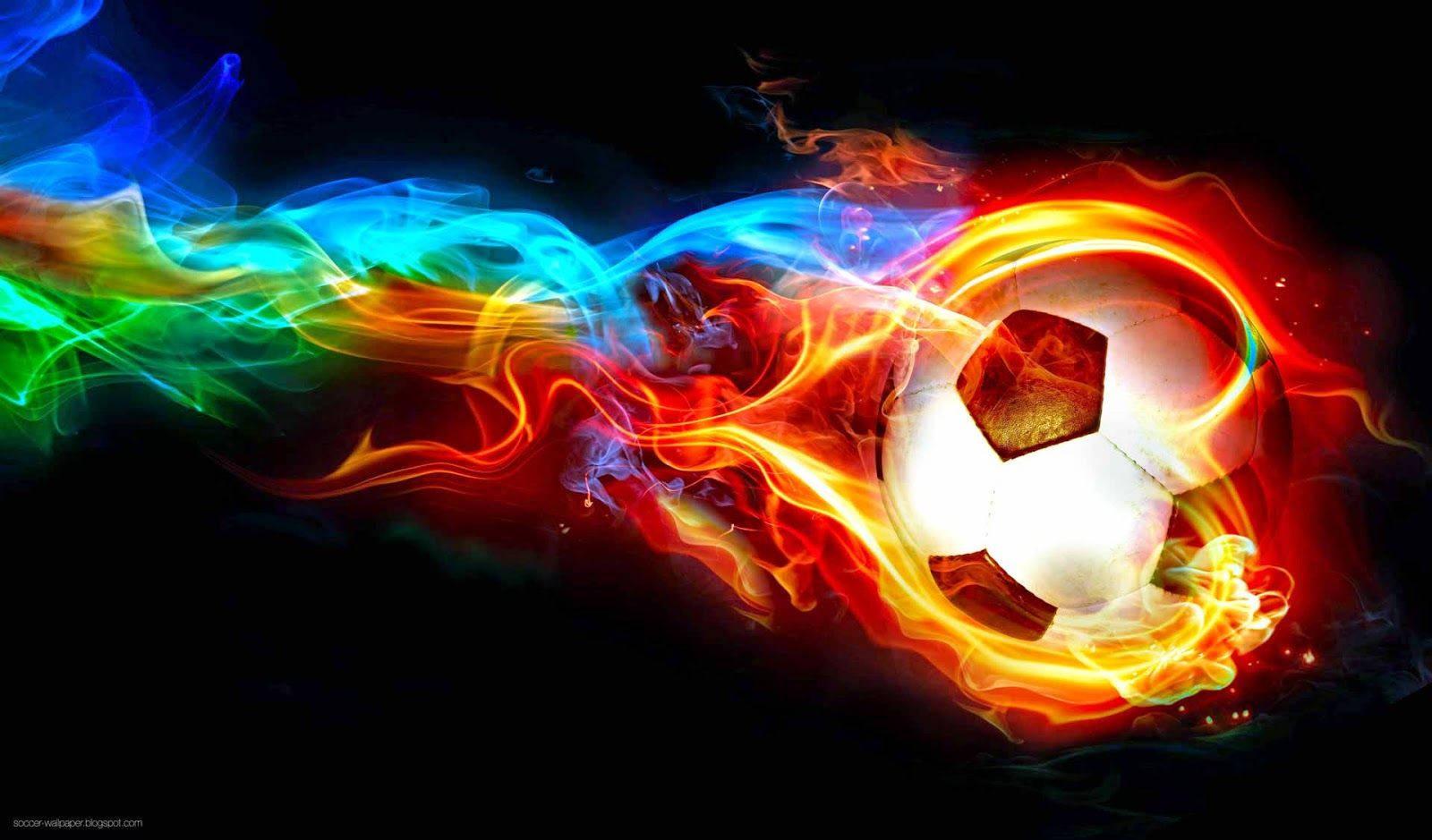 Cool Soccer Ball Blazing Fire — 1600x939 wallpaper
