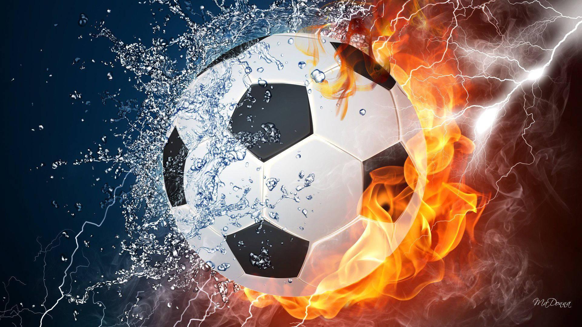 Cool Soccer Water And Fiery — 1920x1080 wallpaper