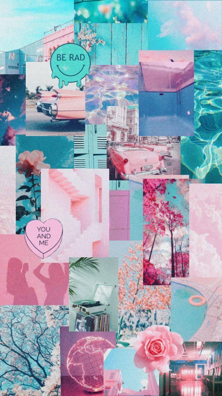 Cool Summer Pastel Aesthetic Collage — 750x1333 wallpaper