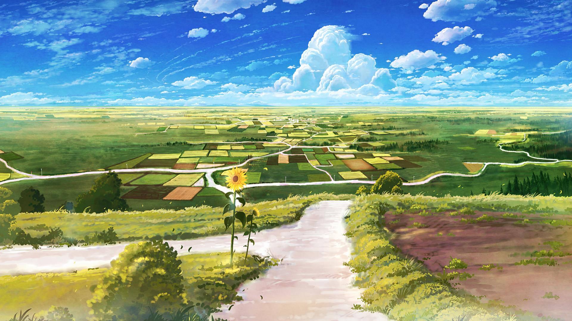 Country Road Anime Scenery — 1920x1080 wallpaper