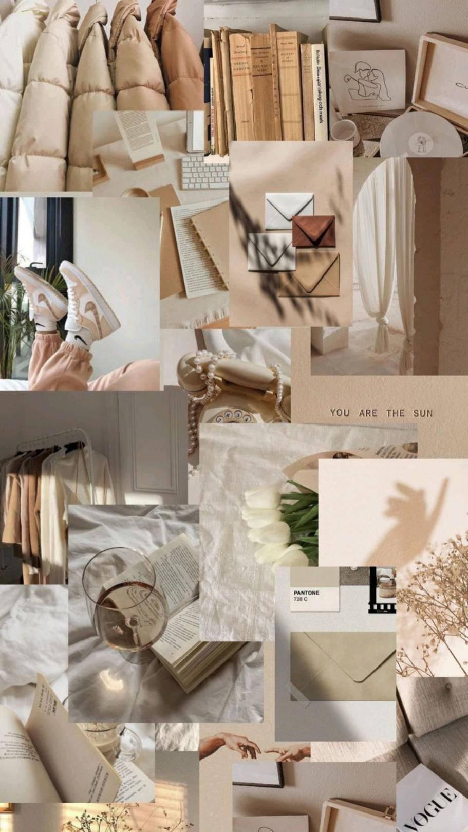 Cream Color That Girl Aesthetic Collage — 911x1619 wallpaper