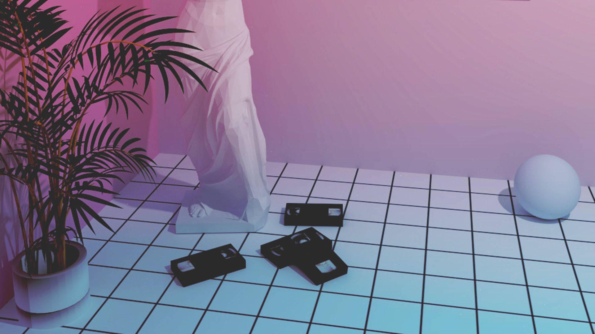 Create a cozy art space with a pink aesthetic — 1920x1080 wallpaper