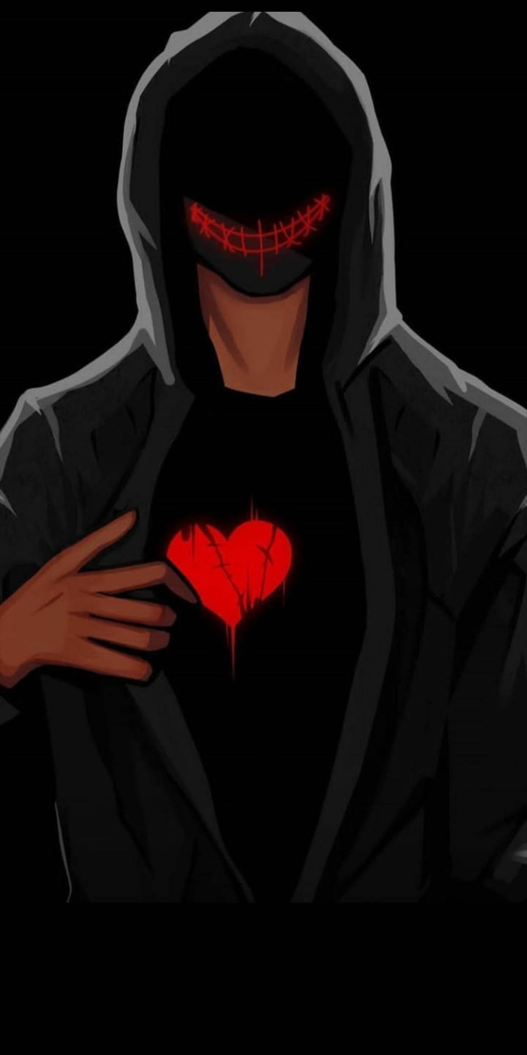 Creepy Broken Heart Black — 1080x2160 wallpaper
