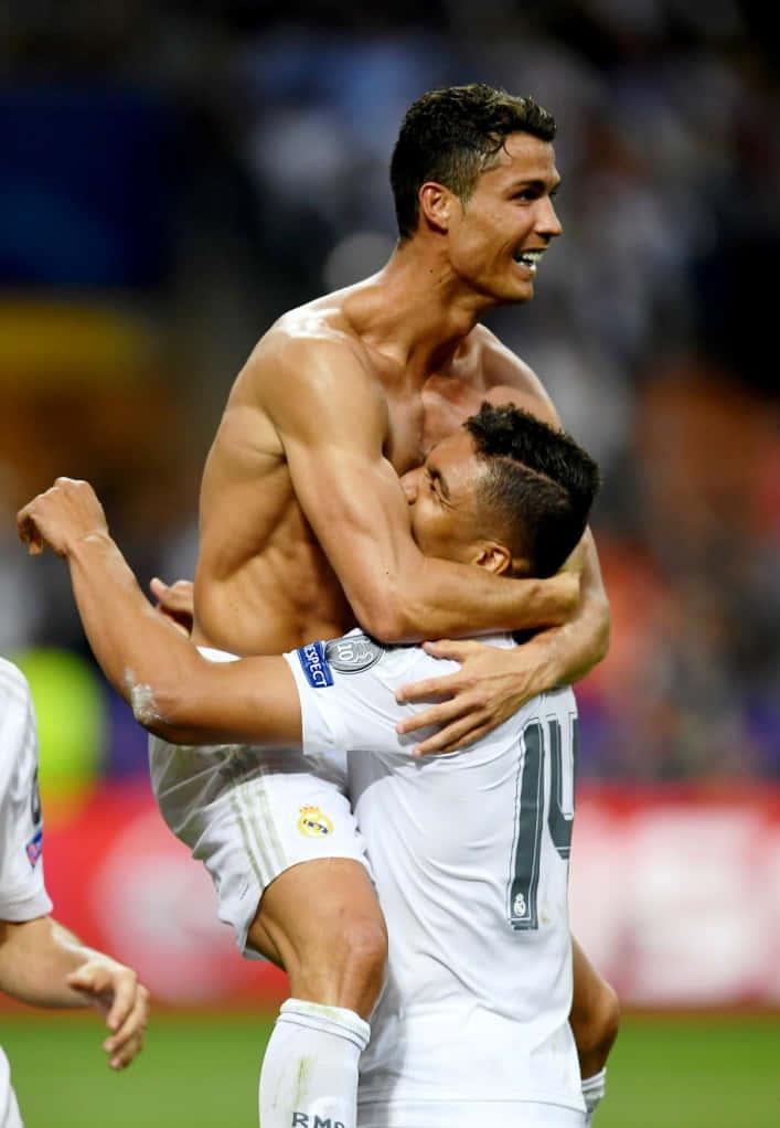 Cristiano Ronaldo in action during a football match