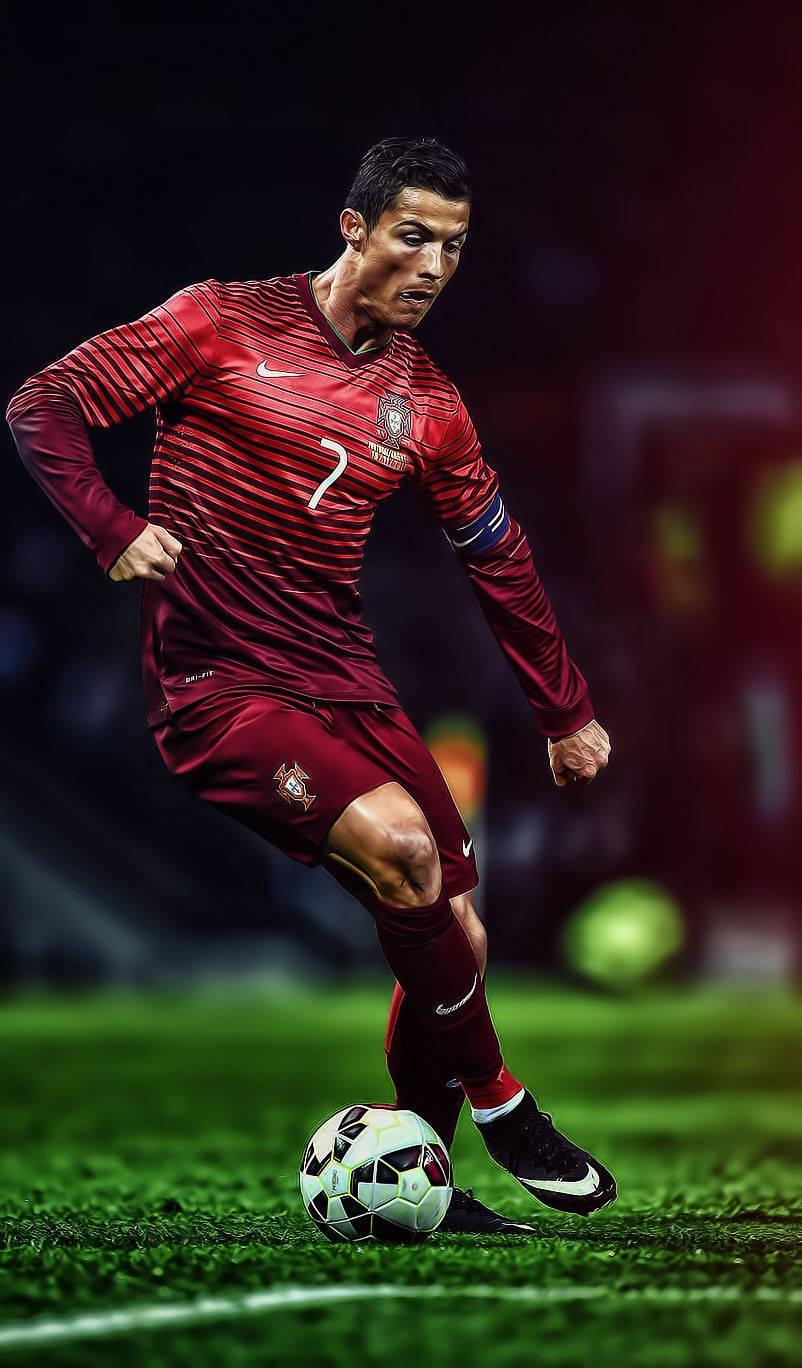 Cristiano Ronaldo in mid-action.