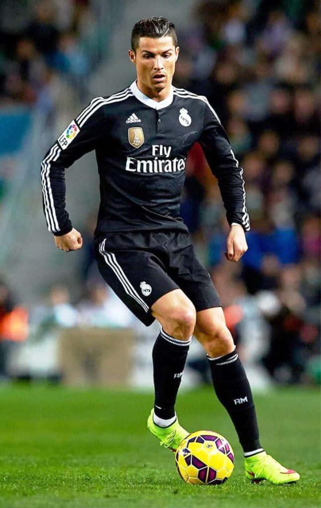 Cristiano Ronaldo showing off his iconic power and determination while playing for Juventus