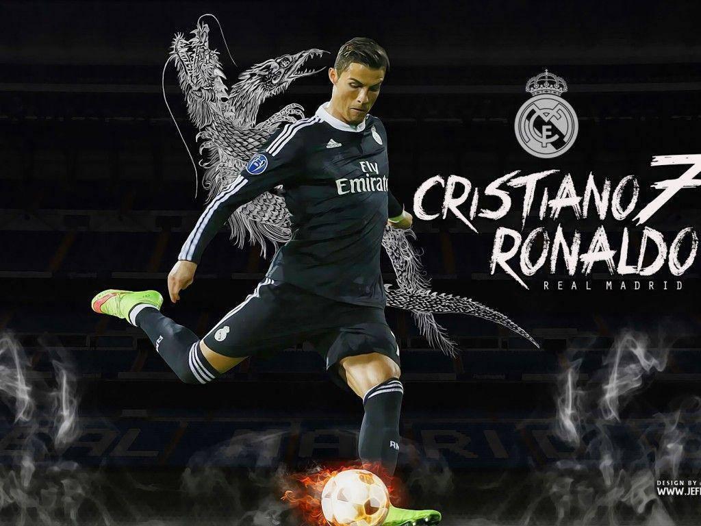 Cristiano Ronaldo with the Real Madrid Logo