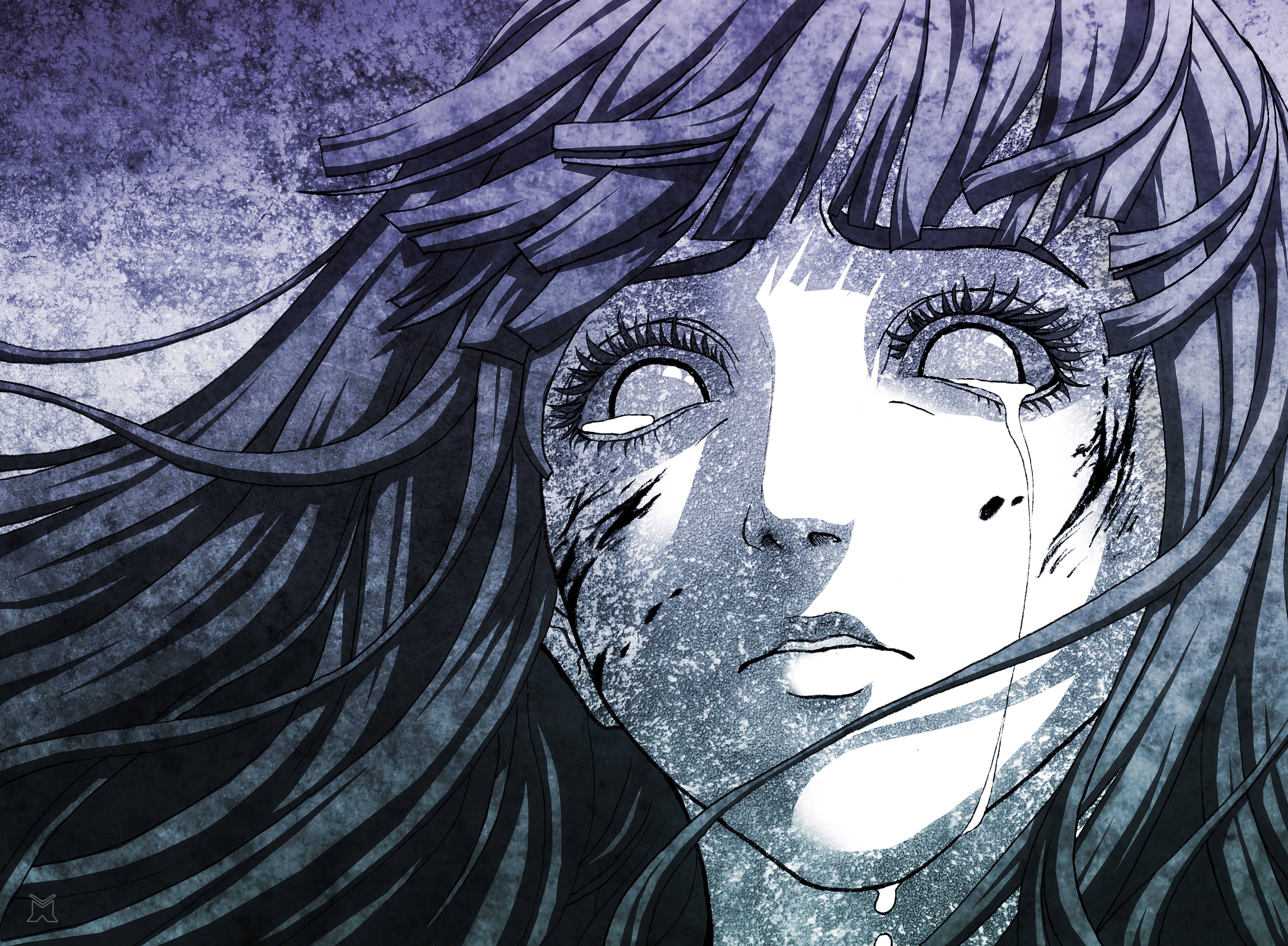 Crying Hinata Black White — 4604x3380 wallpaper