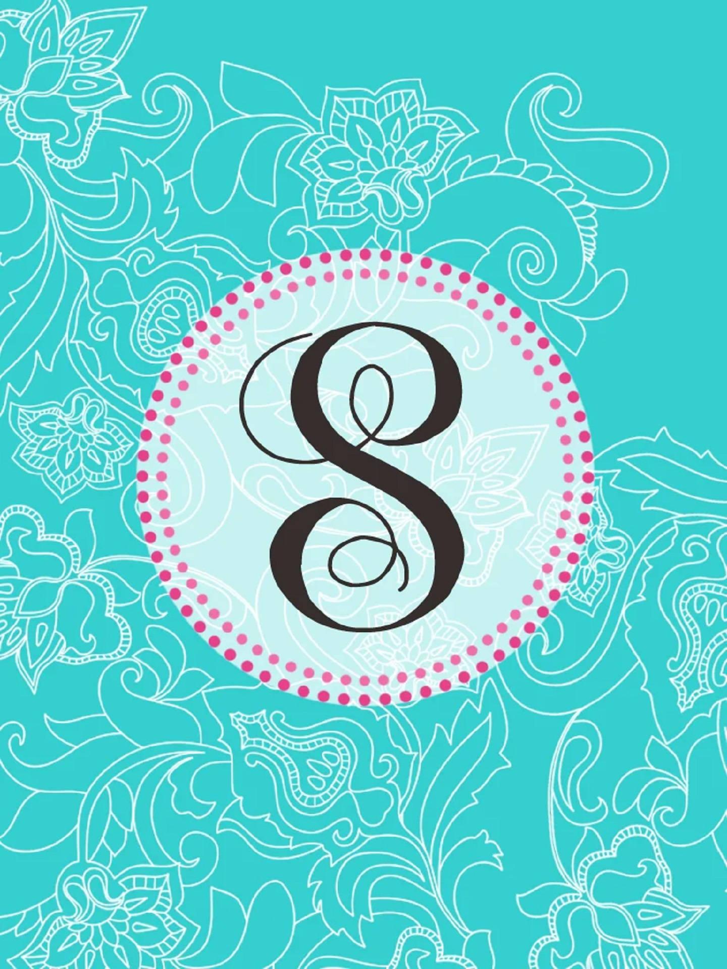 Cursive Letter S In Blue — 1440x1920 wallpaper