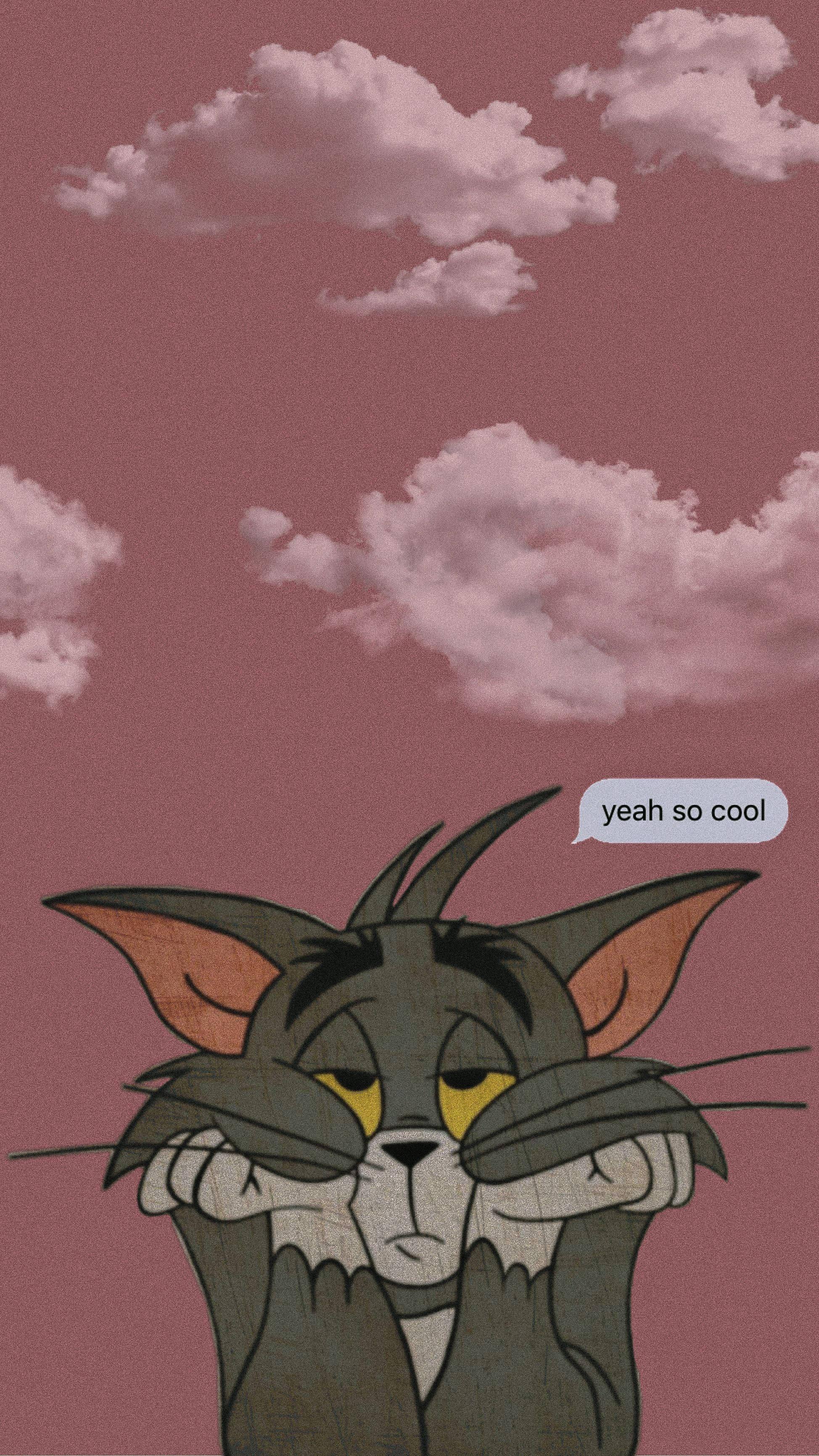 Cute Aesthetic Cartoon Bored Tom — 1948x3463 wallpaper
